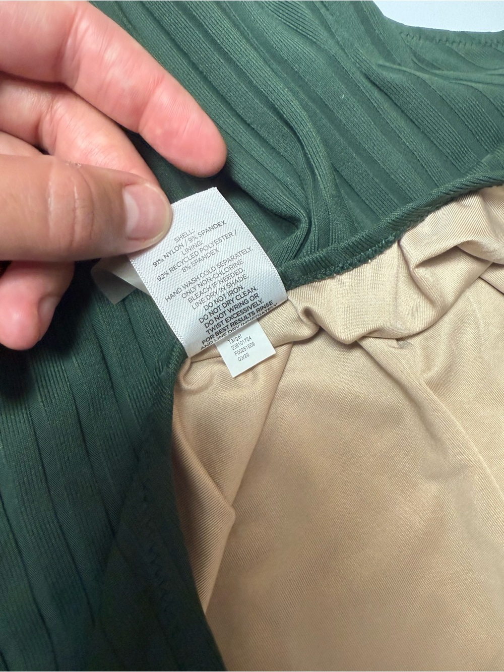 Shade & Shore Ribbed One-Piece Swimsuit in Green Size L low back cross straps - Picture 10 of 10